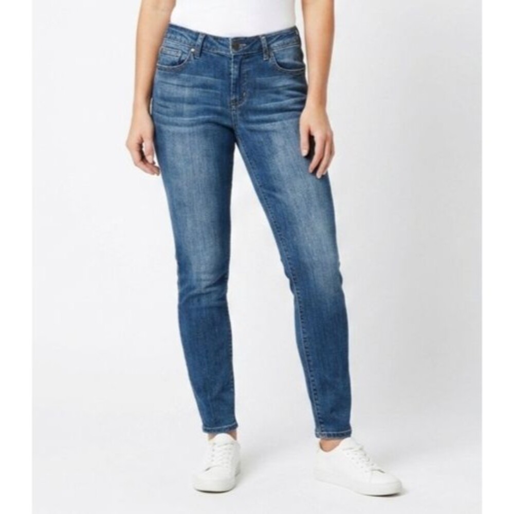 1822 Denim Curvy Silk Skinny Jeans Size 10 Medium Wash Blue Stretch 30x26